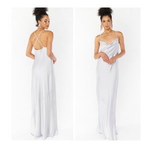 Show Me Your MuMu | Bridal Gala Feminine Tuscany Maxi Slip Dress In Silver | S